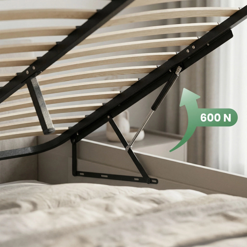 Letto con contenitore 160x200 cm rete sollevabile in metallo Bianco