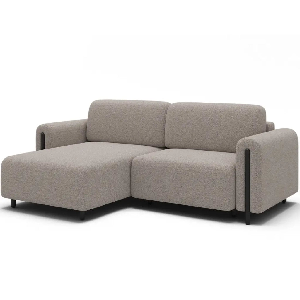 Divano ad angolo convertibile ARVESSA beige sabbia – Angolo sinistro con contenitore