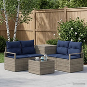Set di divani 6 pz Grigio e Blu Navy Rattan sintetico e Acciaio 3447243