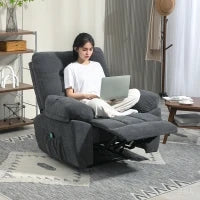 Poltrona Massaggiante Poltrona Relax Elettrica Con Funzione Reclinabile Vibrazione Riscaldamento, Telecomando Incluso, Grigio