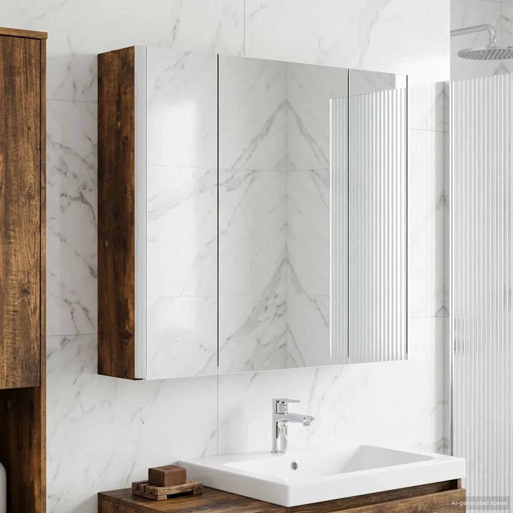 Mobiletto per specchio da bagno Rovere fumé