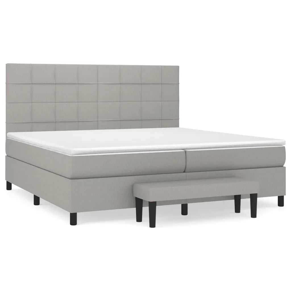 Giroletto a Molle con Materasso Grigio Chiaro 200x200cm Tessuto 3136621