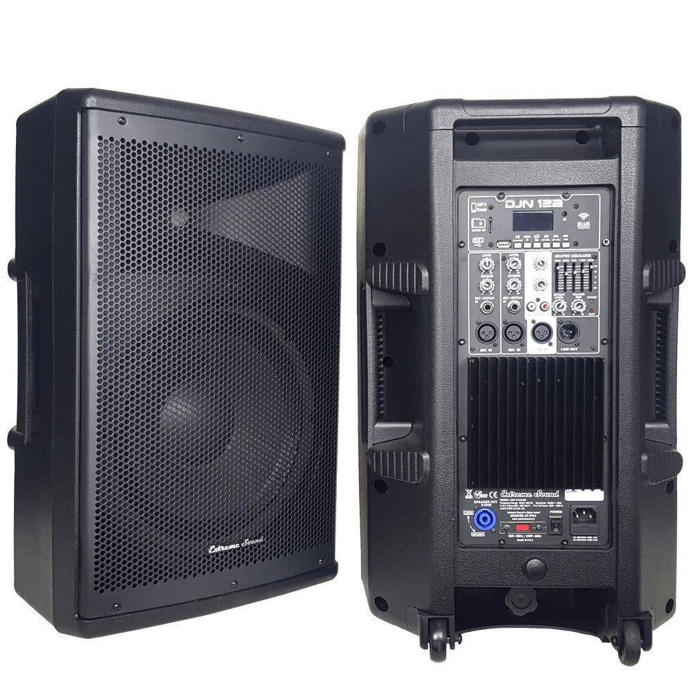Trade Shop - Coppia Casse Audio Acustiche 3600 W Extreme Sound Woofer 12" Bluetooth Usb Djn-12 -