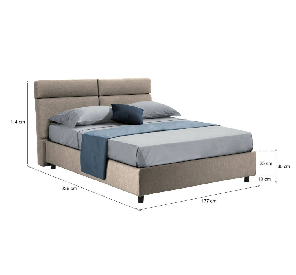 Letto Matrimoniale Ator, Letto Matrimoniale Sfoderabile Made in Italy, Grigio Tortora\