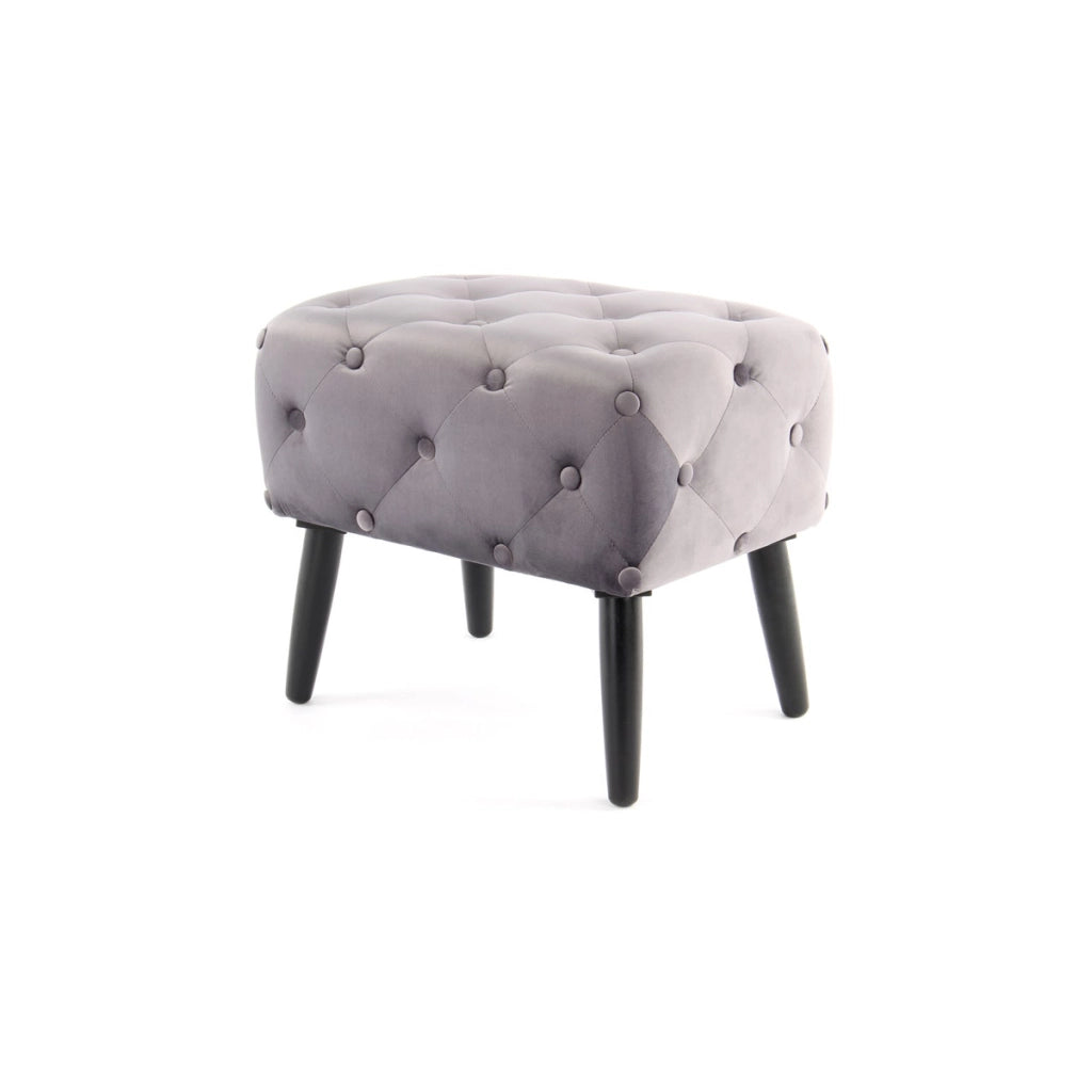 Pouf contenitore Piano in velluto rosa con bottoni decorativi