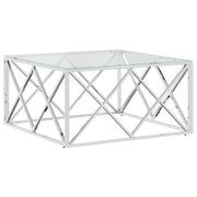 Tavolino da salotto | Tavolino da caff¨¨ | Tavolino da Soggiorno 80x80x40 cm in Acciaio Inox e Vetro