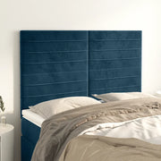 Testiera-Testata-Testiera Decorativa Blu Scuro 144x5x118/128 cm Velluto 550307