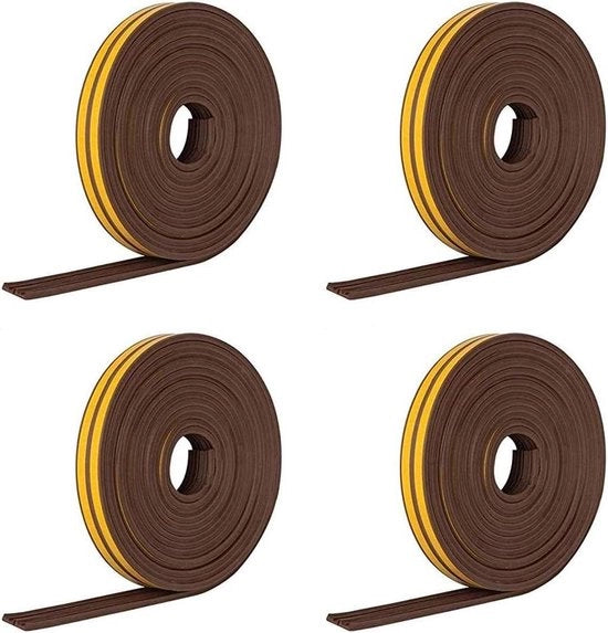 Striscia di tolettatura per porte Striscia di sigillatura per porte Striscia di sigillatura per stipiti di porta Striscia di sigillatura in gomma Dimensioni: 9mm x 4mm Lunghezza: 25m - 4 pezzi