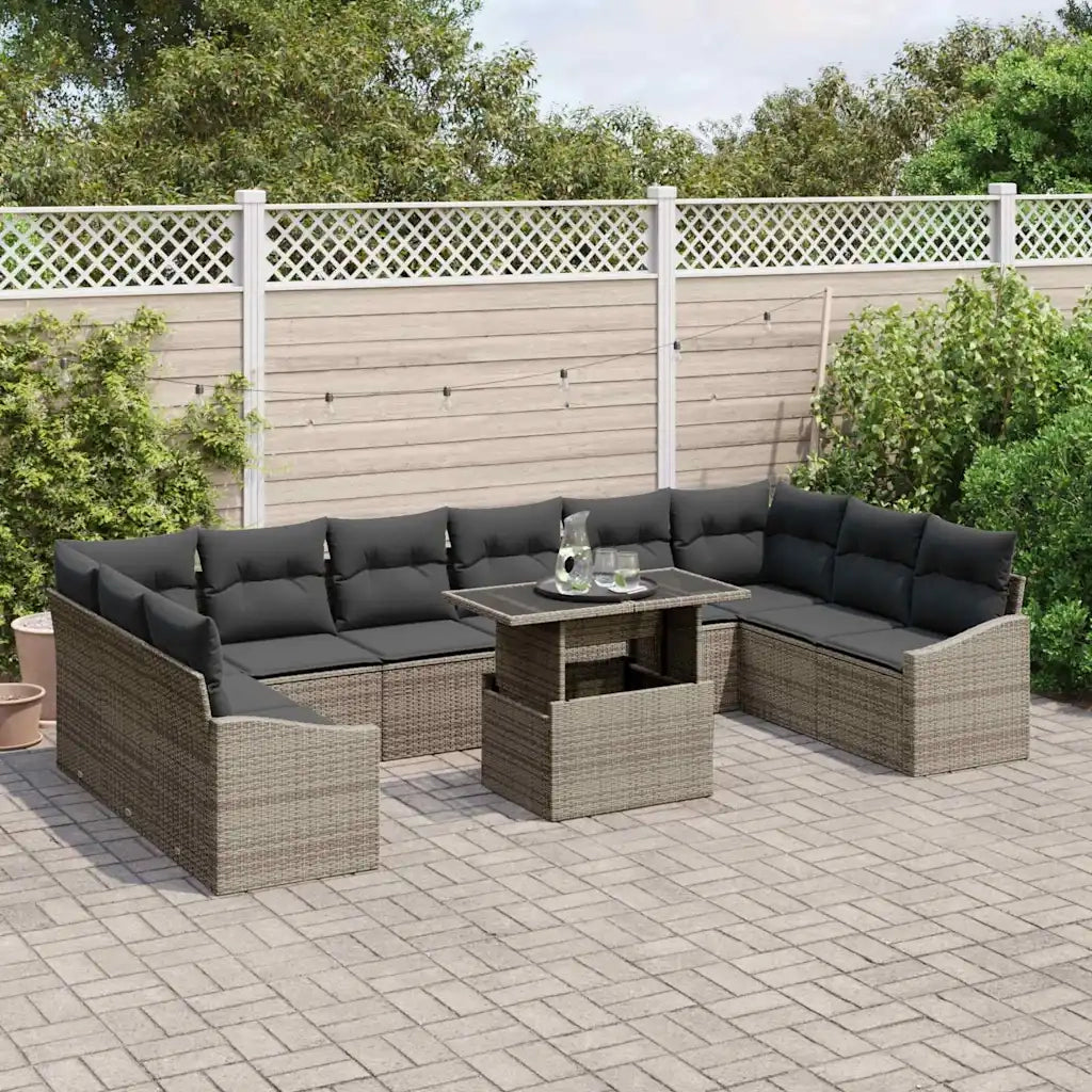Set Divano da Giardino con cuscino con cuscino 11 pcs Grigio