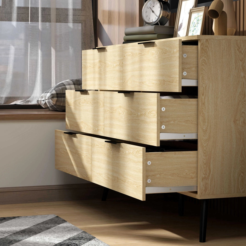 Cassettiera 6 Cassetti in Legno Rovere ¨C Zephmum ¨C 110x40x75 cm