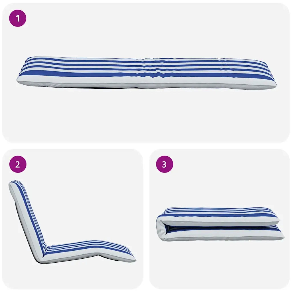 Lettino Pieghevole Blu e Bianco 175x54x8,5 cm in Tessuto Oxford 4019761