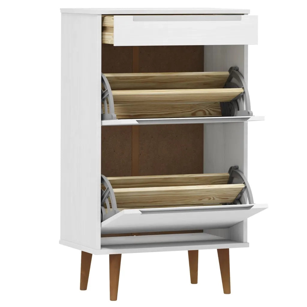 Scarpiera MOLDE Bianca 59,5x35x103 cm in Legno Massello di Pino cod mxl 53631