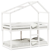 Letto singolo | Letto per adulti | Letto a Castello con Tetto Bianco 90x200 cm in Legno di Pino