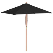 Ombrellone da Esterni con Palo in Legno 150x200 cm Nero cod mxl 20835