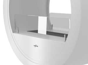 Camino a Bioetanolo da Pavimento 72,5x100x37,5 cm Incyrcle 2Side Stand Bianco con Vetro