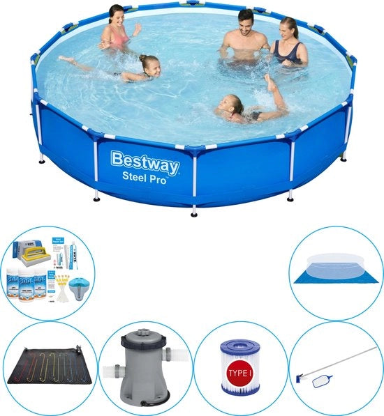 Piscina in Acciaio Rond 366x76 cm - 7-delig - Piscina con Accessori