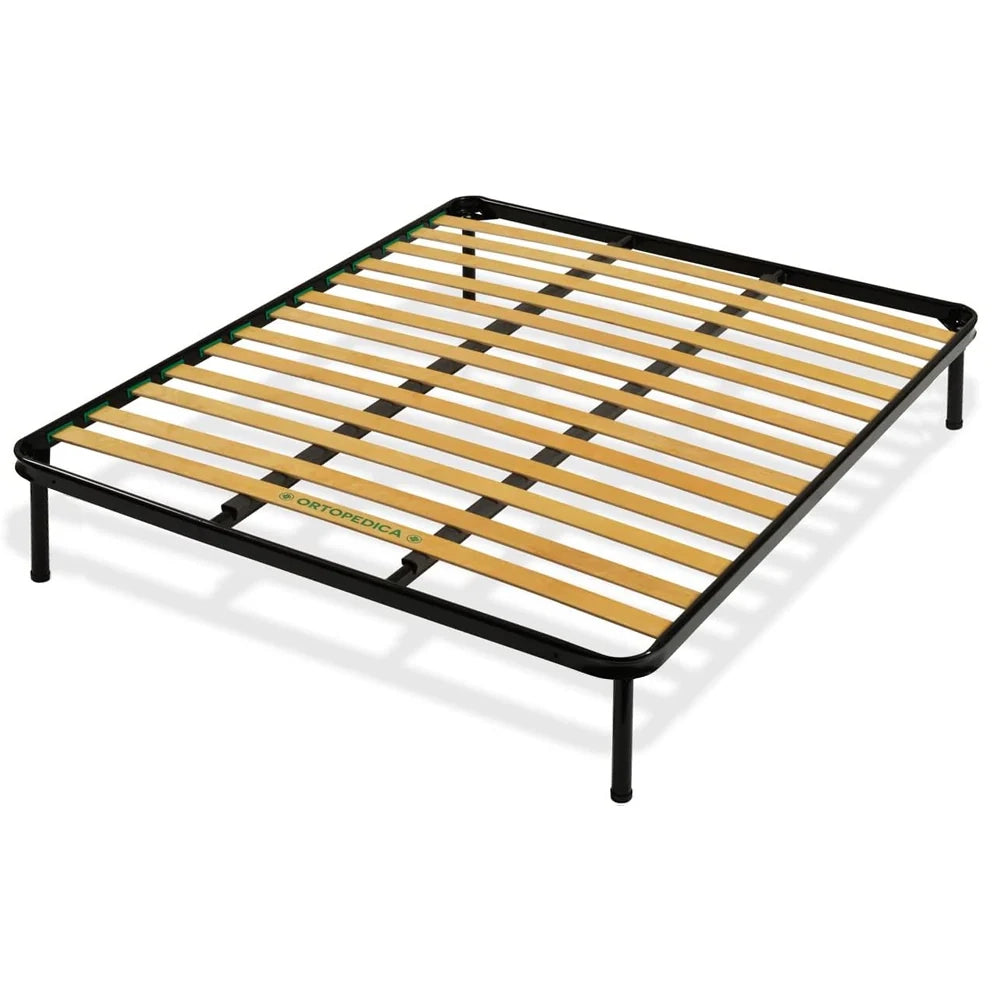 Rete ortopedica 160X190 13 doghe in betulla con 4 piedi |100% MADE IN ITALY| struttura in acciaio anti cigolio, angoli anti infortunistici, altezza 34 cm