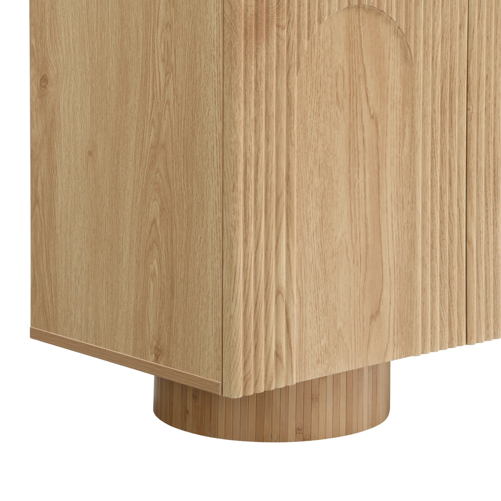 Credenza a 4 ante con ripiani regolabili per ingresso e soggiorno in MDF e bambù naturale