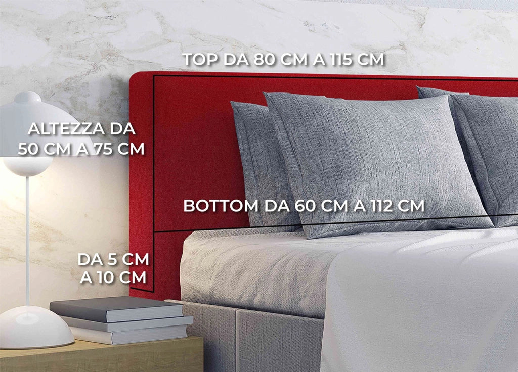 Fodera Elastica Copritestiera Copertura Testata Letto Tinta Unita Mod. Eddie Colore Bordeaux - Singolo - Bordeaux