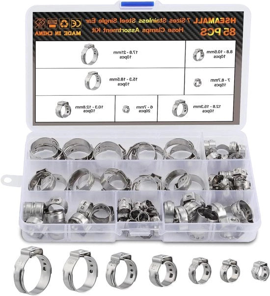 Kit di assortimento di 85 pezzi di chiavi a vite singola per tubi da 7 a 21 mm