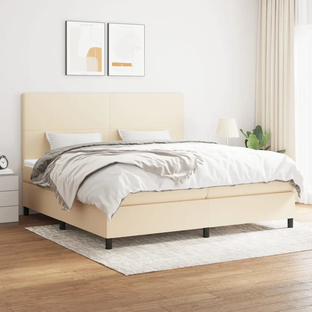 Giroletto a Molle con Materasso Crema 200x200 cm in Tessuto cod mxl 37052