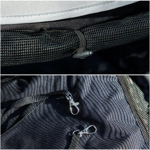 Passeggino per Cani 76x44x103 cm con 2 Finestre a Rete Nero e Grigio Chiaro