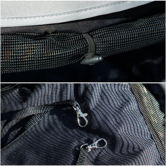 Passeggino per Cani 76x44x103 cm con 2 Finestre a Rete Nero e Grigio Chiaro