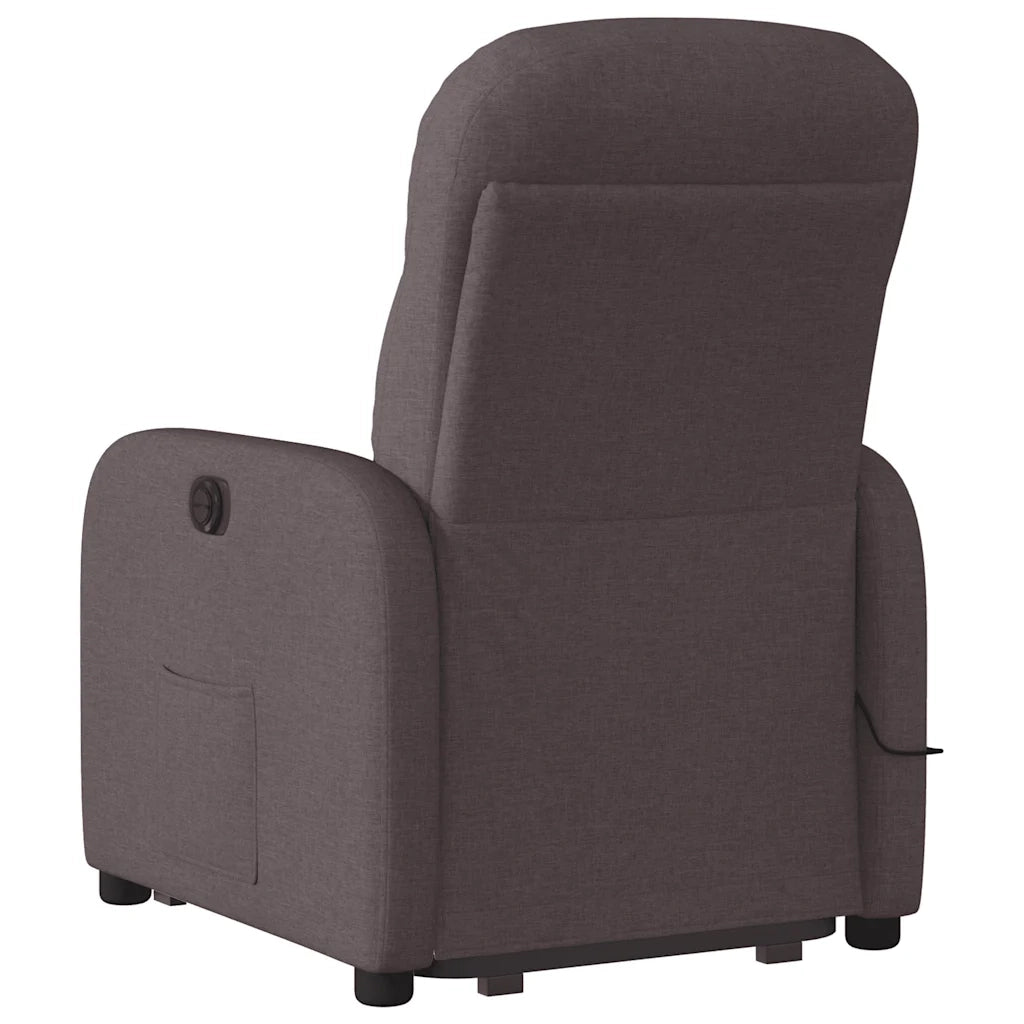vidaXL Poltrona Alzapersona Massaggio Elettrica Marrone Scuro Tessuto