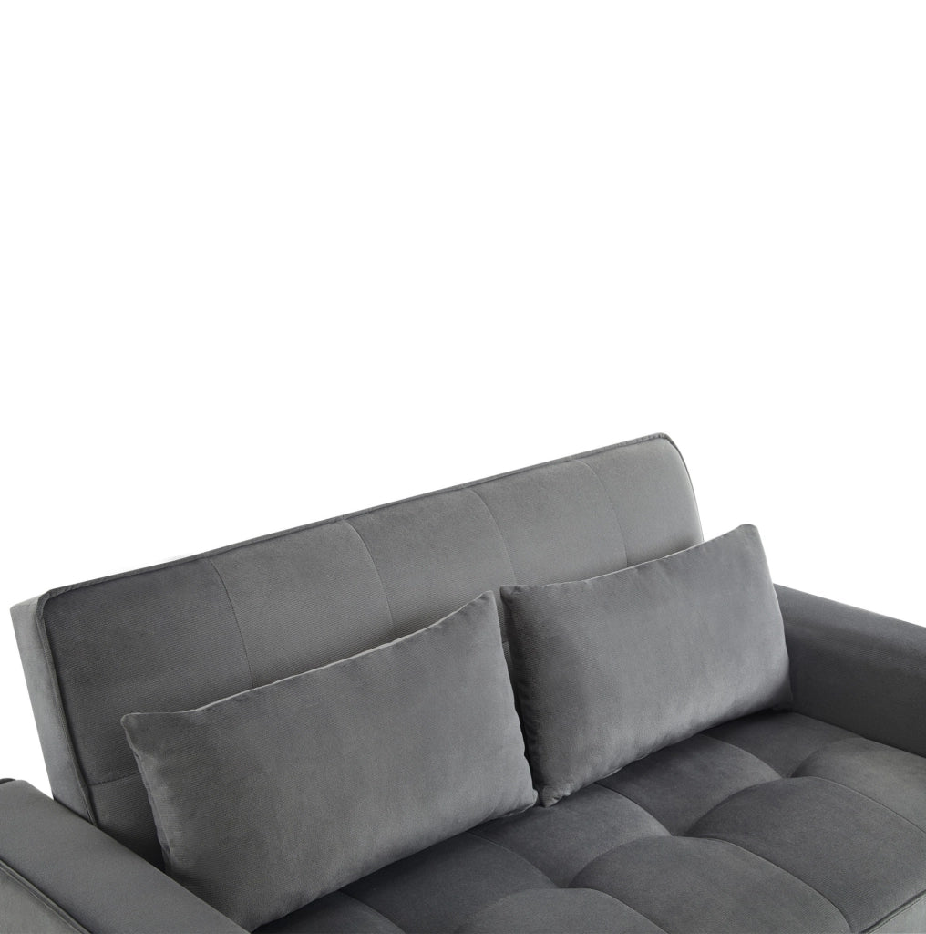 Divano letto 137x76.5x83 cm 3 in 1 con schienale a 3 posizioni in velluto grigio