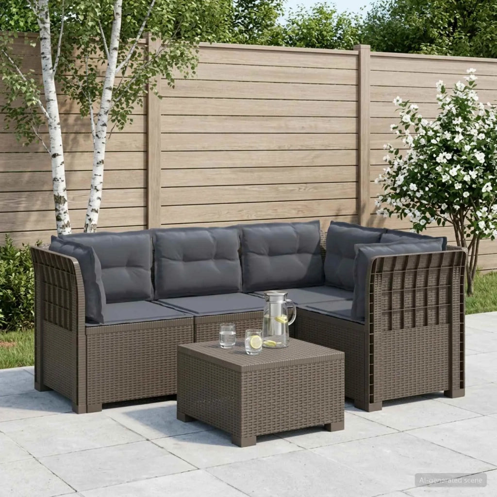 Divano da Giardino 4 Posti con Cuscini Aspetto Rattan PP 3443993