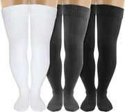 Sokke di higieniche per donne - Extra lunghe - Antiscivolo in silicone - Diametro ampio - Set da 3 pezzi - Nero, Bianco, Grigio