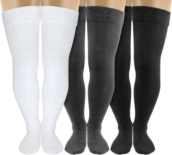 Sokke di higieniche per donne - Extra lunghe - Antiscivolo in silicone - Diametro ampio - Set da 3 pezzi - Nero, Bianco, Grigio