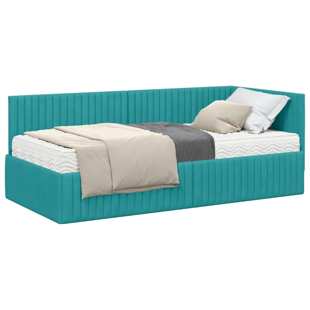 Struttura Letto Angolare con Materasso 2 pcs Turchese Velluto 3393816
