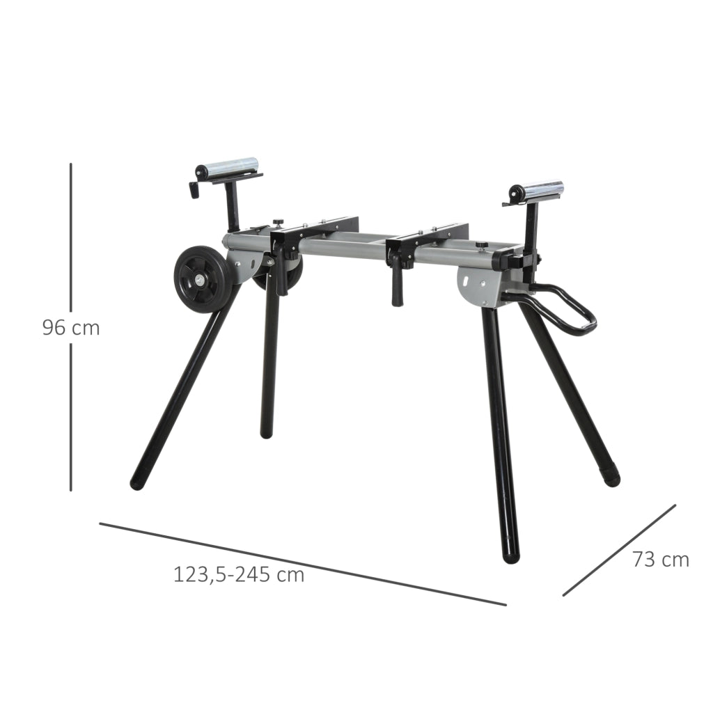Supporto per troncatrice 123，5-245 cm in acciaio nero， pieghevole e mobile