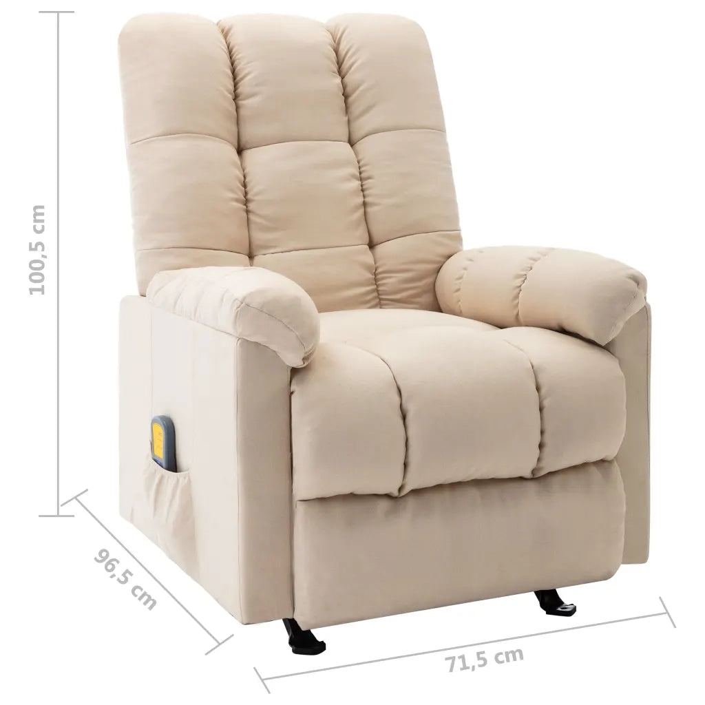 Poltrona Massaggiante | Sedia Relax Reclinabile Crema in Tessuto