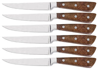 Set 6 Coltelli da Tavola Lama Liscia in Legno e Acciaio Inox Walker