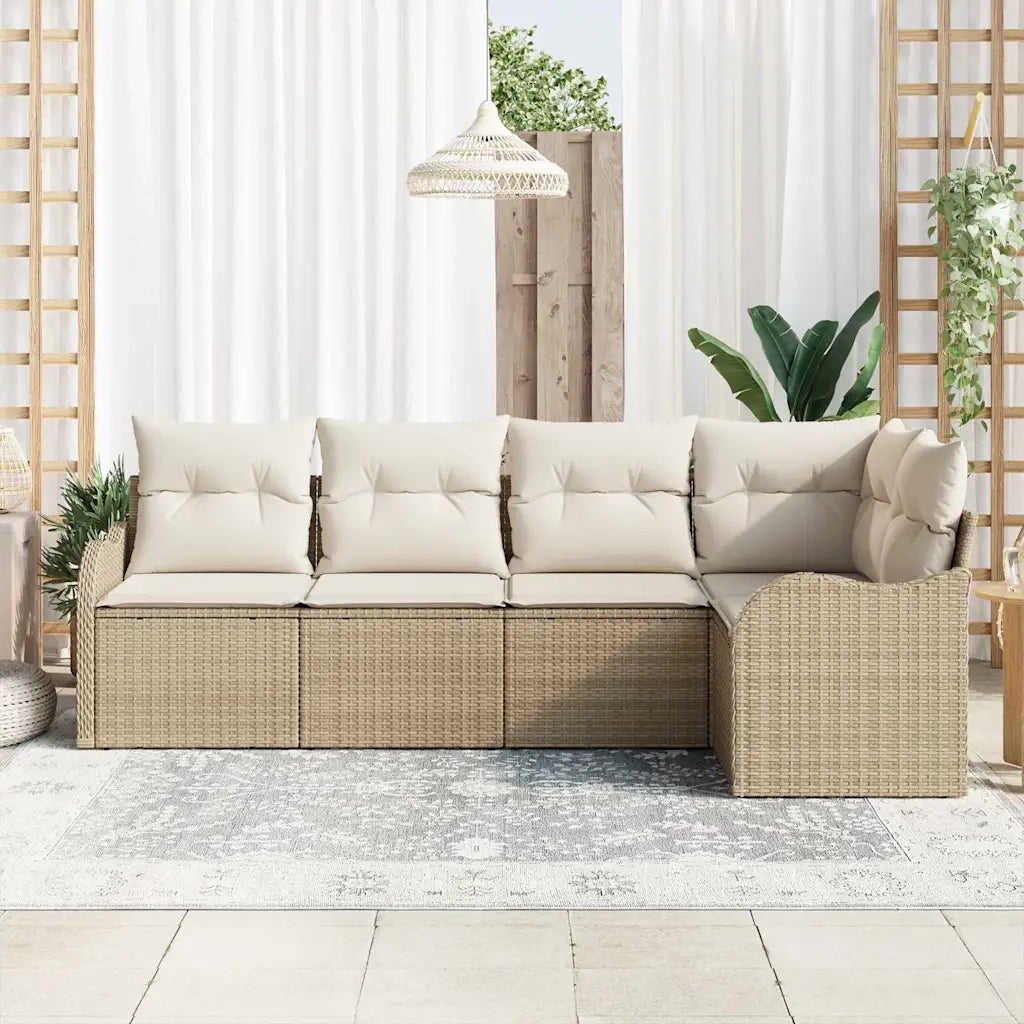 Set Divano da Giardino Beige polyrattan