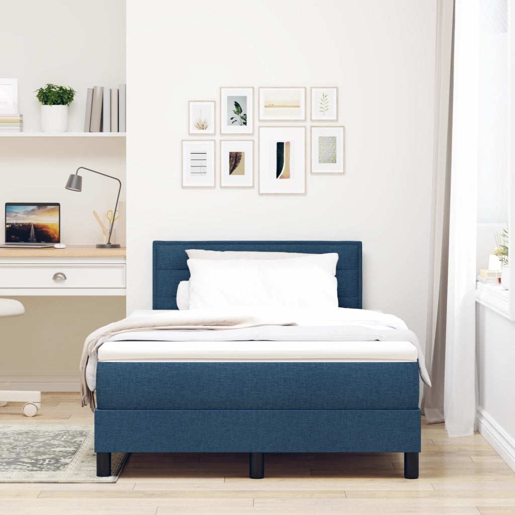 Letto con Rete a Molla e Materasso & LED Blu 120x200 cm Tessuto