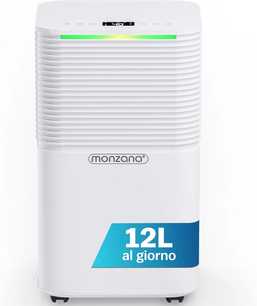 ® Deumidificatore Casa 12L/Giorno con Display LED e Timer 24h, Portatile per 15-20m², Deumidificatore Casa Muffa e Purificatore d'Aria Efficiente