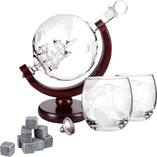 Set di Decanter e Bicchieri per Whisky con Pietre per Whisky - Regali di Lusso per Whisky - Set di Regali per Uomo.