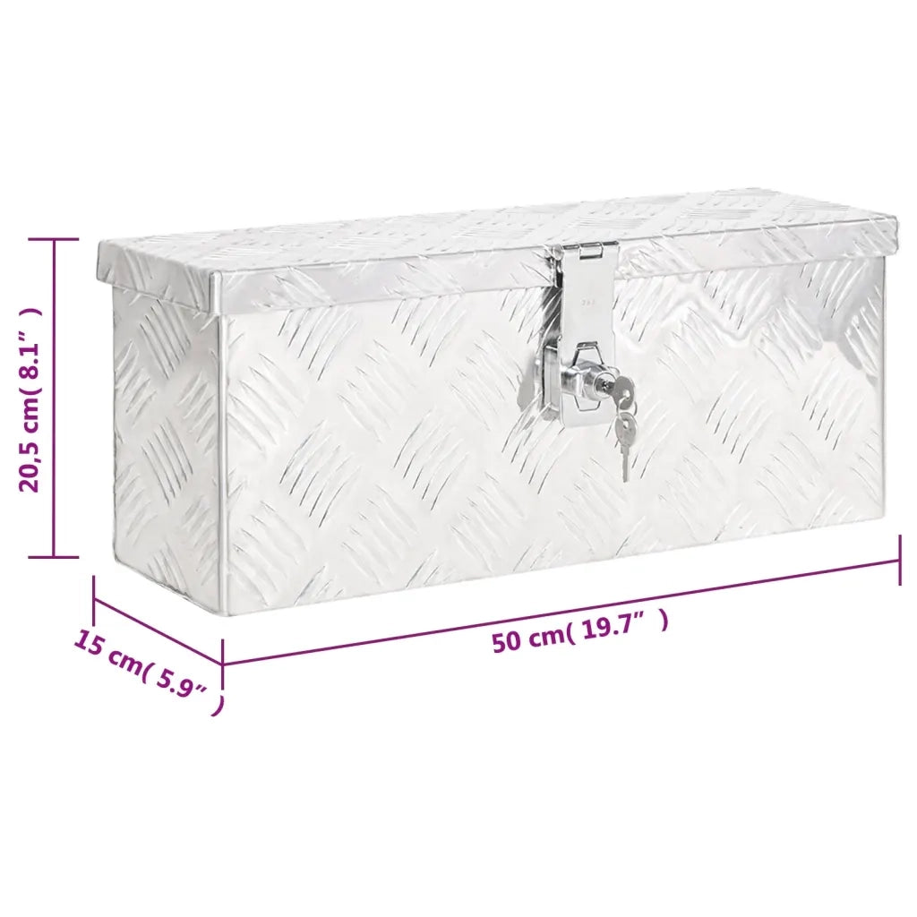 Contenitore Portaoggetti Argento 50x20,5x15 cm in Alluminio