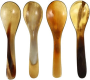 Set di cucchiai 4 pezzi - Cucchiaio per uova / Cucchiaio per dessert - Cucchiaio per caffè / Cucchiaio per mescolare - Corno di bue di alta qualità - Duraturo e sicuro - Adatto per il tè del pomeriggio - Set di servizio