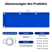Telone occhiellato blu 4 x 5 m resistente alle intemperie e a raggi UV, impermeabile, robusto telo di protezione in poliestere 650 g/m² con rivestimento in PVC