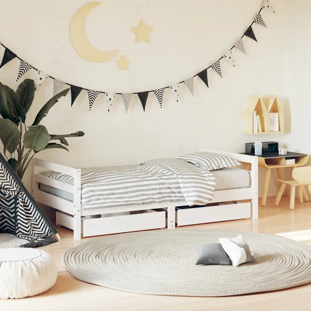 Giroletto Bambini con Cassetti Bianco 80x160 cm Massello Pino 834445
