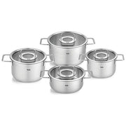 Fissler Set Pentole Acciaio Inox 4 Pezzi con Coperchi in Vetro Induzione