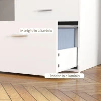 Scrivania Ufficio con 2 Tavoli, 4 Ripiani, 3 Cassetti e Supporto per Monitor, in Legno, 138.5x90x92 cm, Bianco