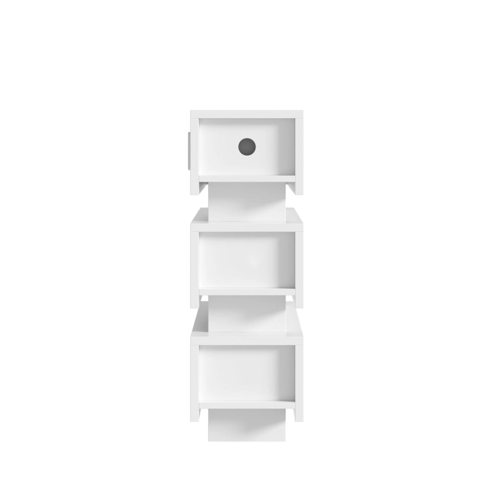 COMODINO con LED e USB/Type-C 20x40x59,5 cm Bianco, Set da 2 pezzi