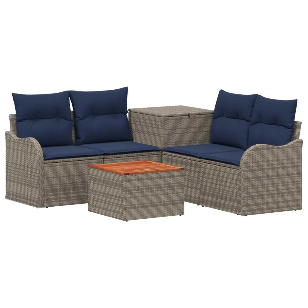 Set di divani 6 pz Grigio e Blu Navy Rattan sintetico e Acciaio 3447139