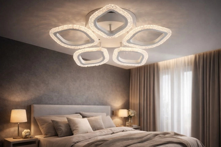 Plafoniera LED dimmerabile Vargo 5 luci bianca foglie