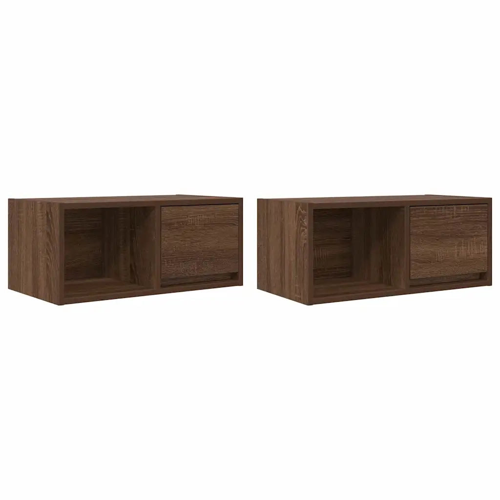 Mobili TV 2 pz Rovere Marrone 60x31x25,5 cm Legno Multistrato